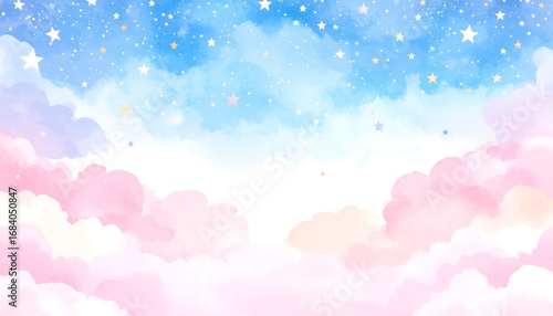Pastel sky clouds with stars