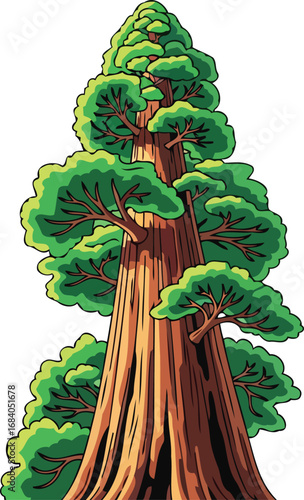 majestic redwood tree illustration towering giant of the forest, detailed nature drawing
