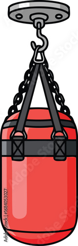 red hanging punching bag fitness equipment illustration