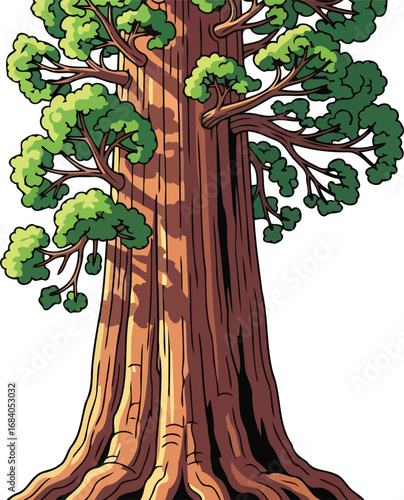 majestic redwood tree gigantic nature illustration, redwood forest giant