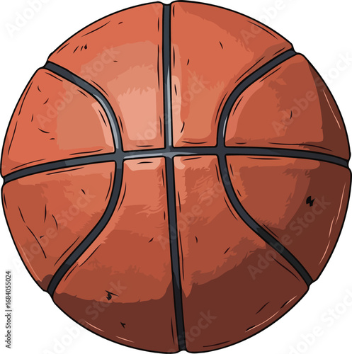 detailed illustration of a wellused orange basketball