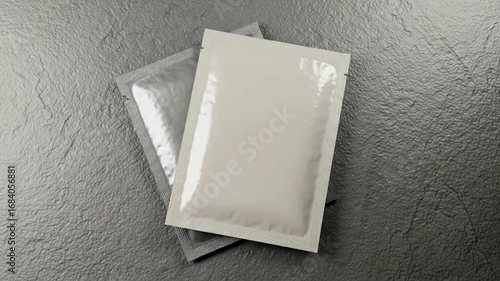 Two Sealed Packets on Stone Surface Mockup