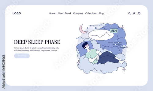 Relaxing in Deep Sleep Vector Illustration with REM Phase