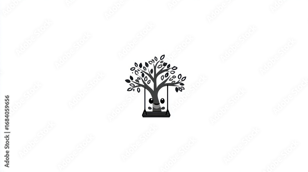 Obraz premium Tree with swing illustration