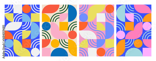 Abstract Mosaic Pattern. Color Geometric Background. Vector Modern Graphic with Simple Geometry. Colorful Mosaic Shape Graphic Design.