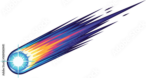 blazing comet streaking across night sky vibrant celestial event illustration