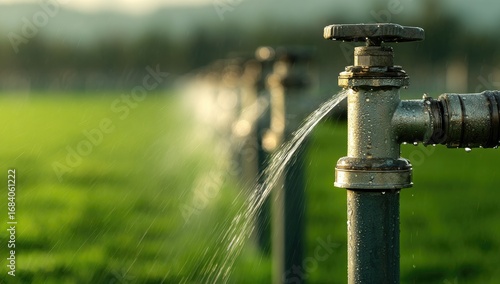 Leaking garden taps in a field