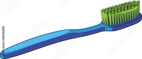 blue toothbrush with green bristles oral hygiene essential