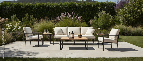 table and chairs in a garden