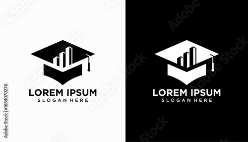 building academy with Graduation Cap Logo Design template
