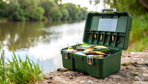 Fishing tackle box by river (1)