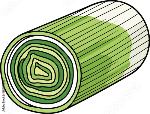 vibrant green leek cross section detailed culinary illustration of fresh vegetable