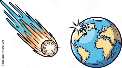 fiery comet approaching earth a celestial collision illustration
