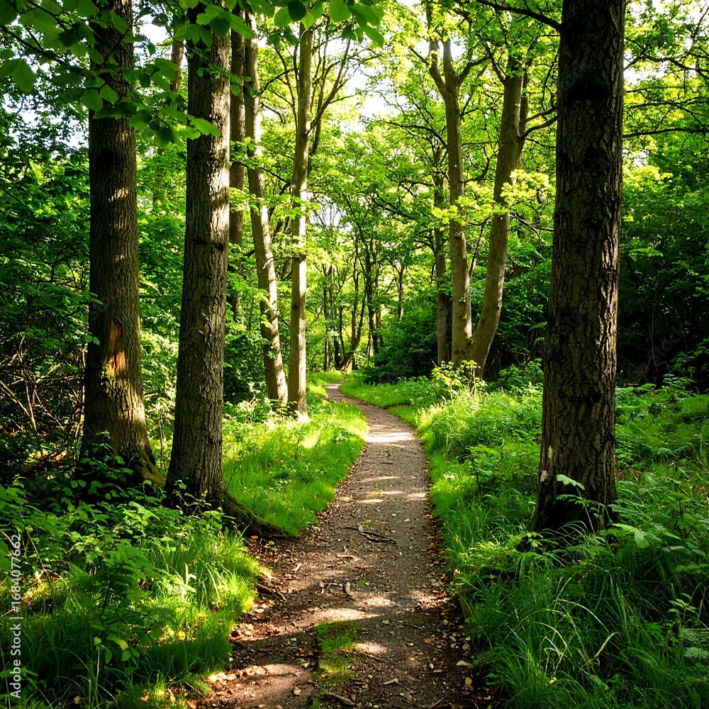 Fototapeta premium Sunlit forest path (1)