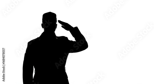 Military officer saluting with transparent background