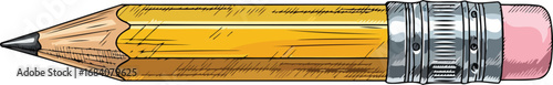detailed illustration of classic yellow pencil with eraser