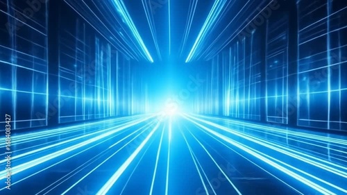 Wallpaper Mural Futuristic blue light tunnel Torontodigital.ca