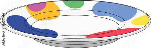colorful abstract design dinner plate modern kitchenware, artistic table setting