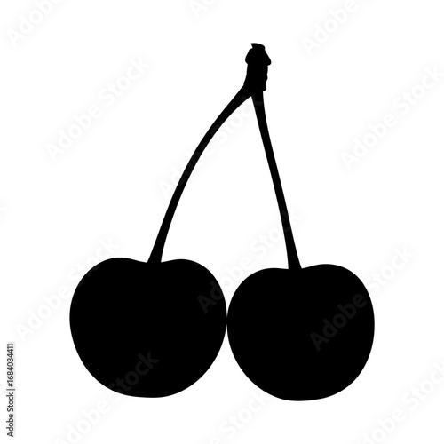 Pair of cherries silhouette isolated on white background