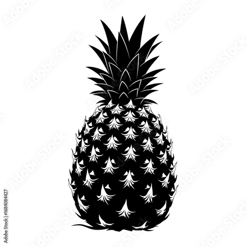 Black pineapple silhouette isolated on white background