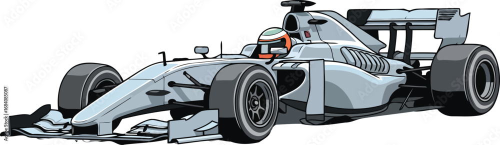 Fototapeta premium silver formula one race car a detailed illustration of a highperformance vehicle