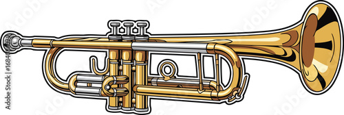 shining golden trumpet detailed musical instrument illustration