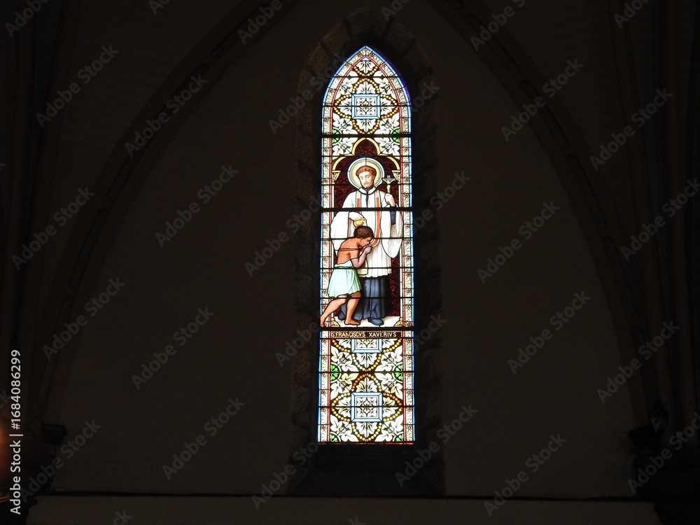 Fototapeta premium Stained glass in a church in New Caledonia