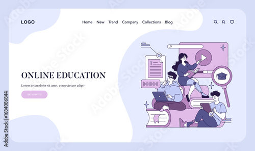 Online Education Vector Illustration with Engaged Learners