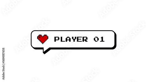 Schilderij op canvas Player 01 text in a comment balloon with a heart icon