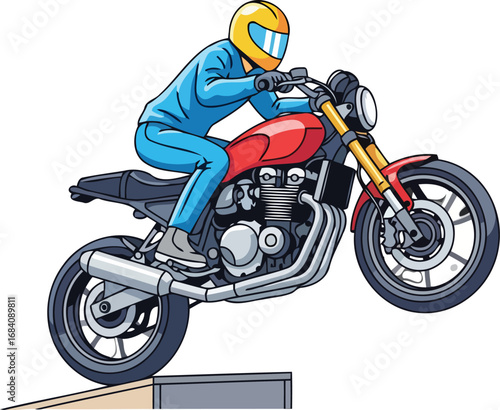 red motorcycle daredevil thrilling leap of faith