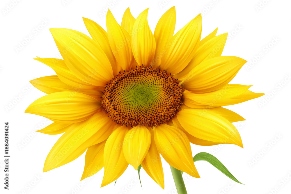 Fototapeta premium A yellow sunflower with a brown center
