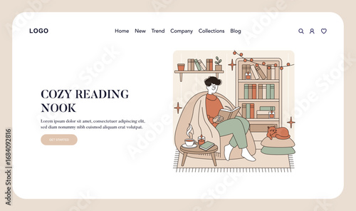 Cozy Reading Nook with Person Enjoying a Book