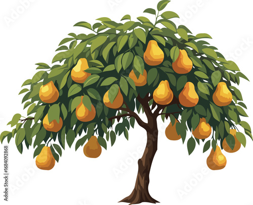 abundant harvest a lush pear tree overflowing with ripe, golden pears