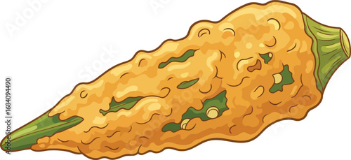 golden fried okra crispy, breaded okra pod, deep fried vegetable