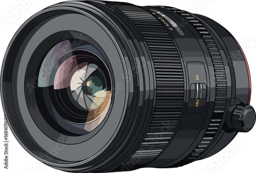 detailed dslr camera lens illustration professional photography equipment