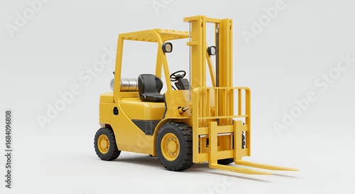 Yellow forklift in studio setting