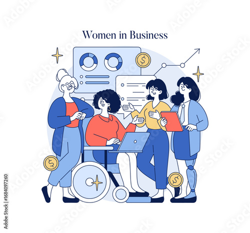 Women in Business Discussion Vector Illustration