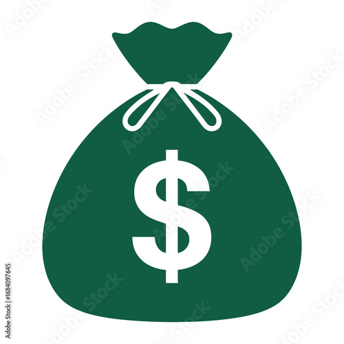 Money Bag Icon A Symbol of Wealth, Savings, and Financial Success in Green and White