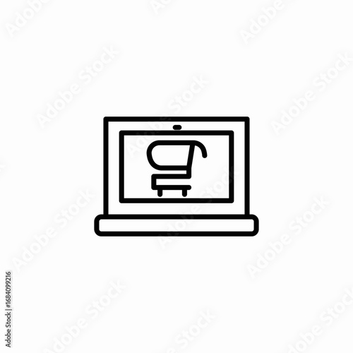 shopping laptop icon sign vector