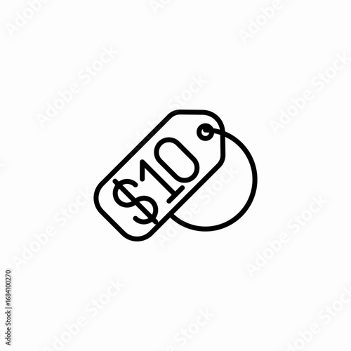 ten dollar tag icon sign vector