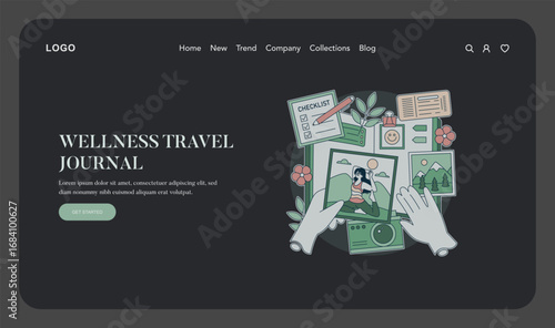 Wellness Travel Journal Vector Illustration with Checklist