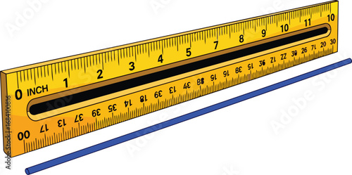measuring precisely blue rod and yellow ruler illustration