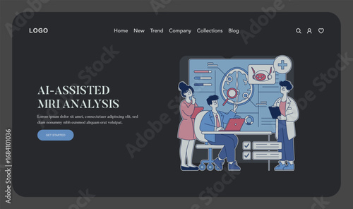AI-Assisted MRI Analysis Vector Illustration Scene
