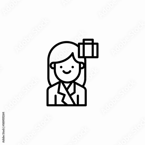 woman luggage icon sign vector