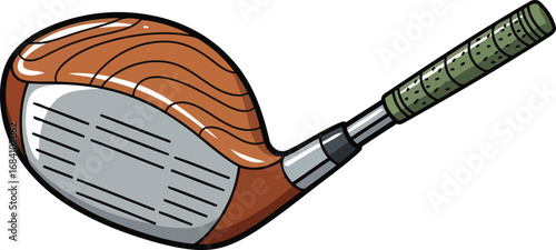 cartoon golf club wooden driver head and green grip