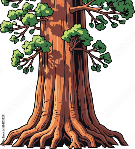majestic redwood tree trunk detailed illustration of giant sequoia, nature