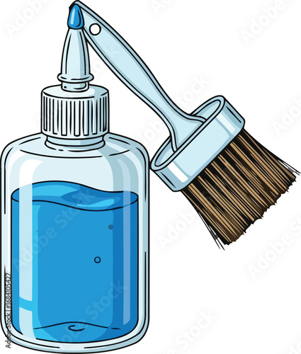 blue liquid bottle with applicator brush precise application tool