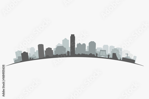 Dynamic Austin skyline vector art illustration capturing the iconic architectural profile of the bustling city, a stylish graphic representation of urban life and modern development