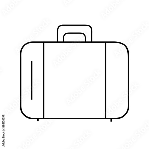 Minimalist black outline suitcase icon on a white background
