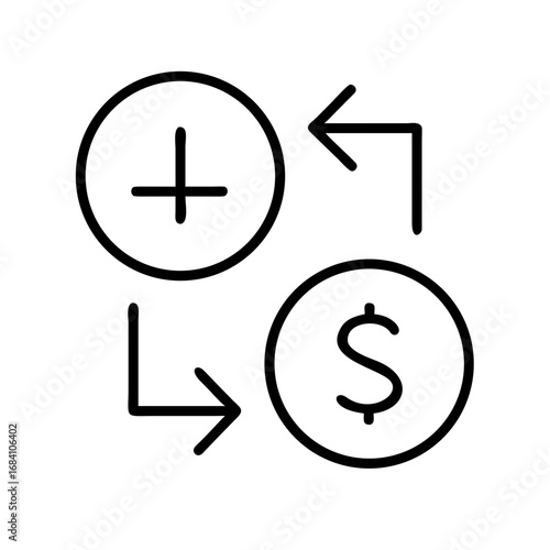 Minimalist Outline Currency Exchange and Transaction Icon
